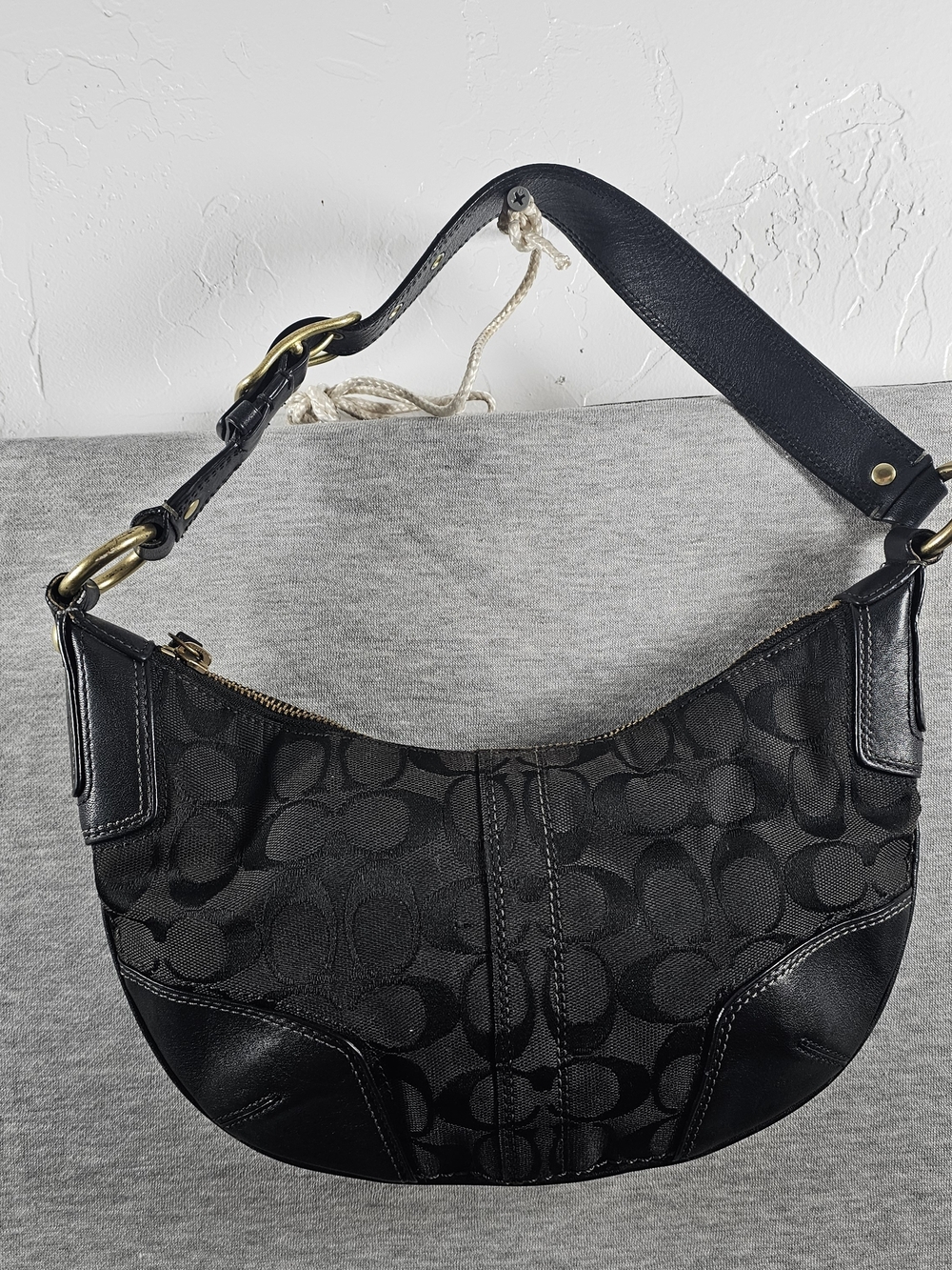 Coach Black Signature Vintages Jacquard Hobo Shoulder Bag